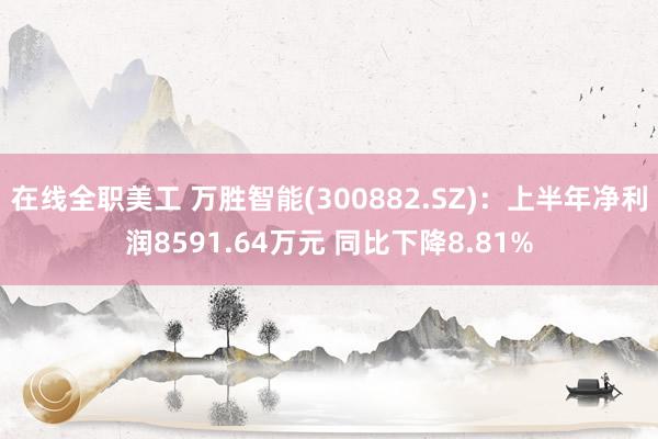 在线全职美工 万胜智能(300882.SZ)：上半年净利润8591.64万元 同比下降8.81%