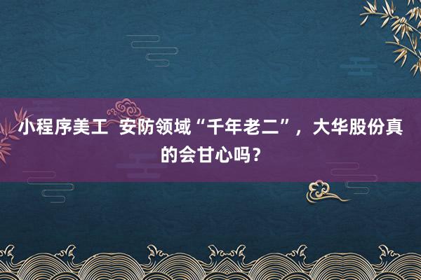 小程序美工  安防领域“千年老二”，大华股份真的会甘心吗？